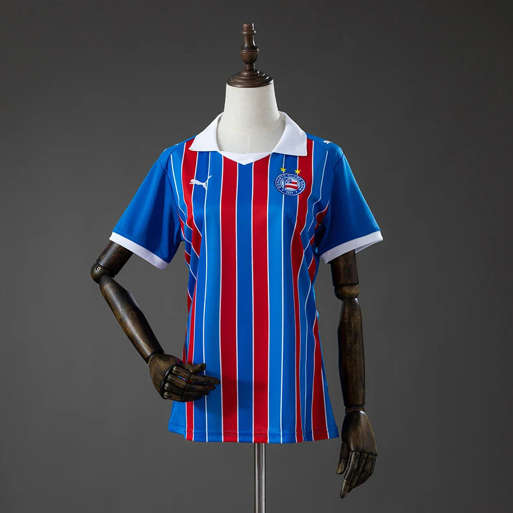 Camiseta Bahia segunda equipación 26/27 mujer, rayas rojas y azules - vista frontal