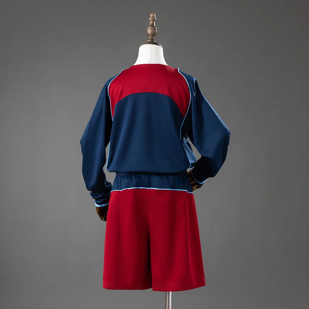 Conjunto retro Atlético de Madrid segunda equipación 04/05 manga larga para niños, espalda lisa - vista trasera