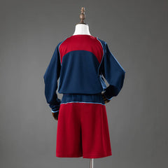 Conjunto retro Atlético de Madrid segunda equipación 04/05 manga larga para niños, espalda lisa - vista trasera