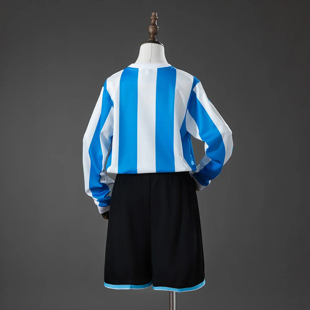 Conjunto retro Argentina primera equipación 1998 manga larga para niños, espalda lisa - vista trasera