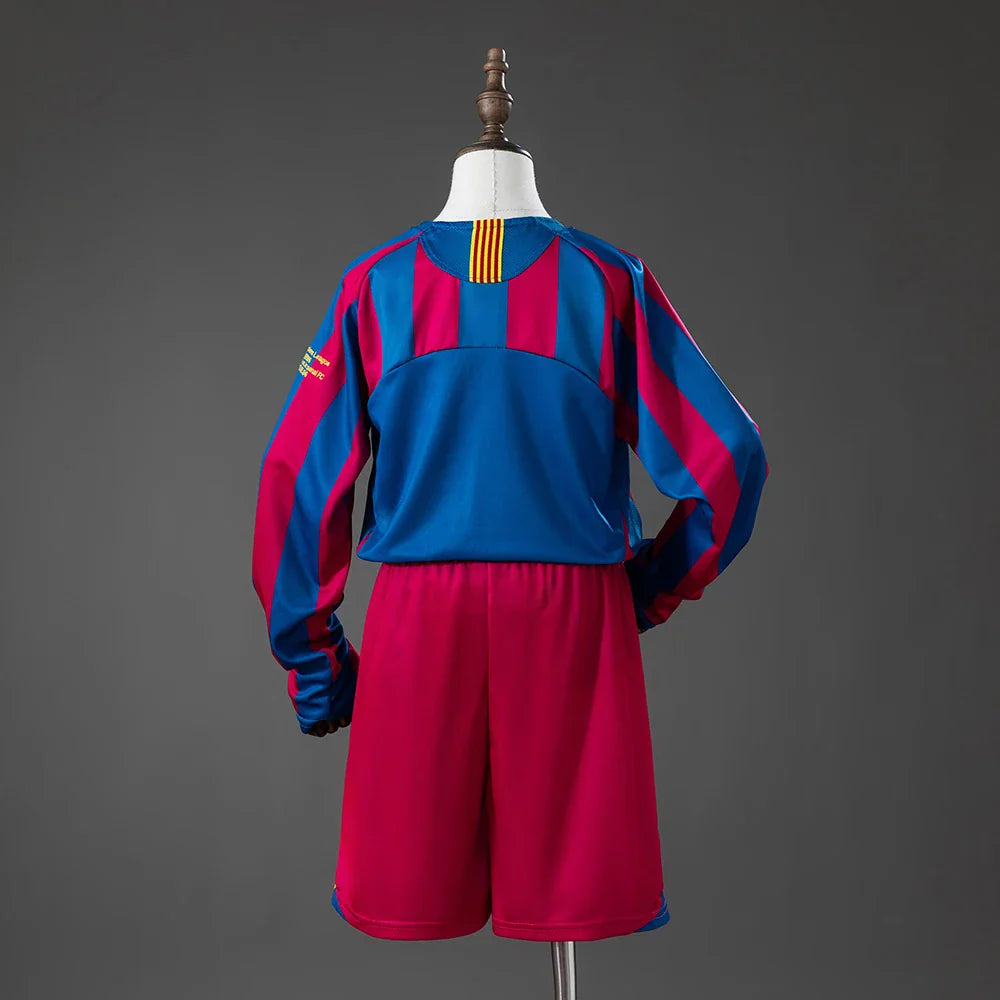 Conjunto retro Barcelona primera equipación 05/06 final de París para niños, espalda lisa - vista trasera