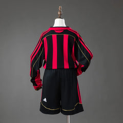 Conjunto retro AC Milan primera equipación 06/07 manga larga para niños, espalda lisa - vista trasera