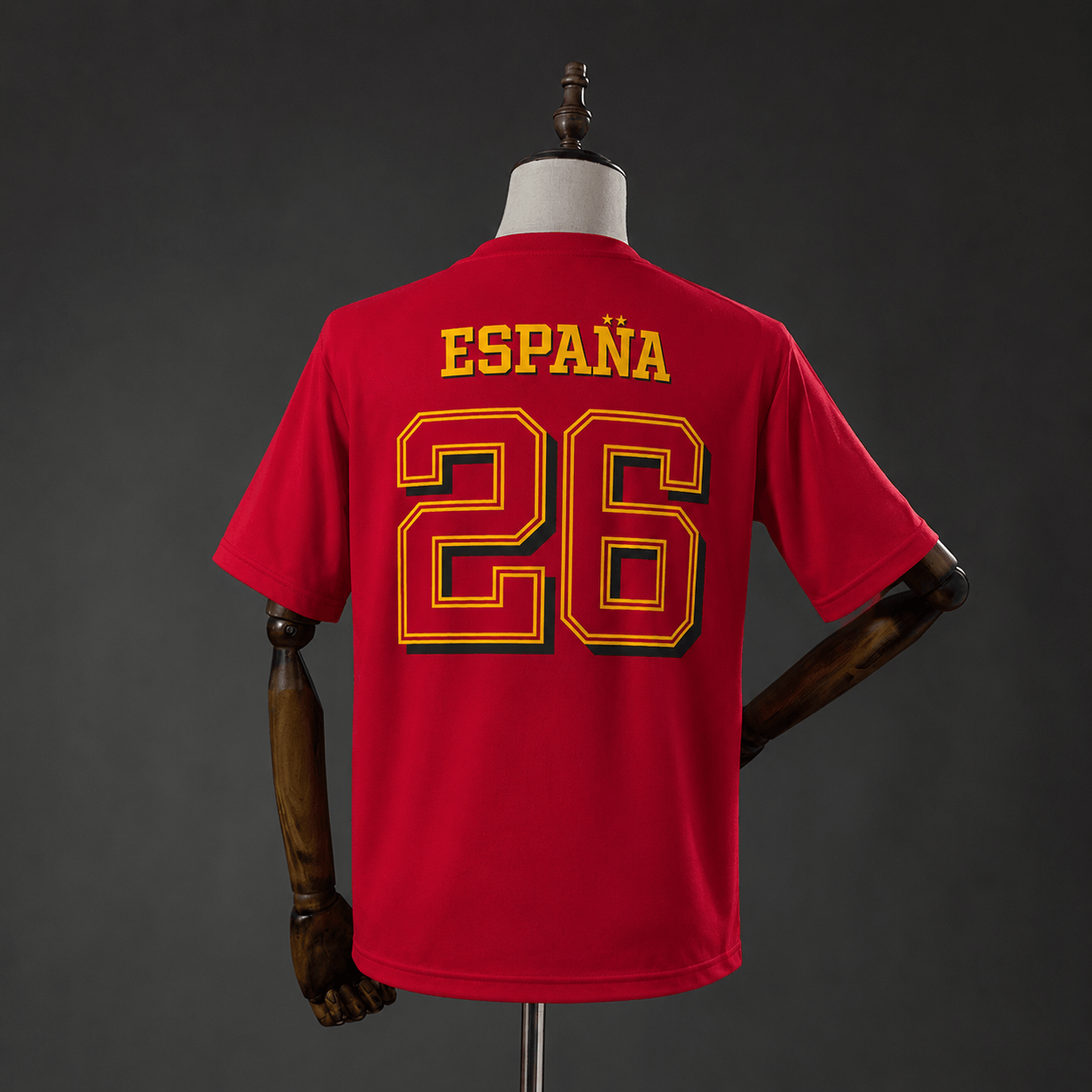 Camiseta España Campeones 2026 roja - vista trasera con dorsal 26