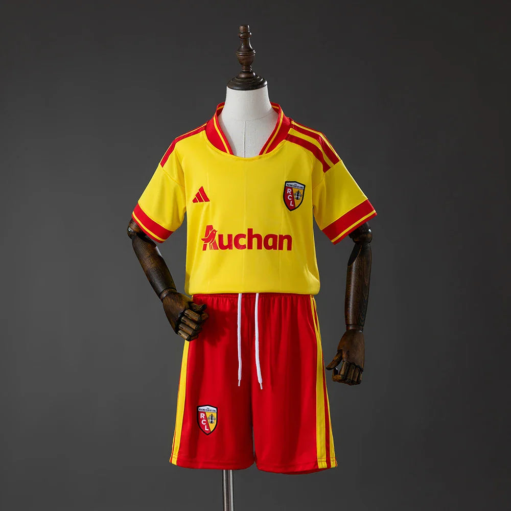 Conjunto infantil del RC Lens primera equipación 26/27 amarillo y rojo - vista frontal