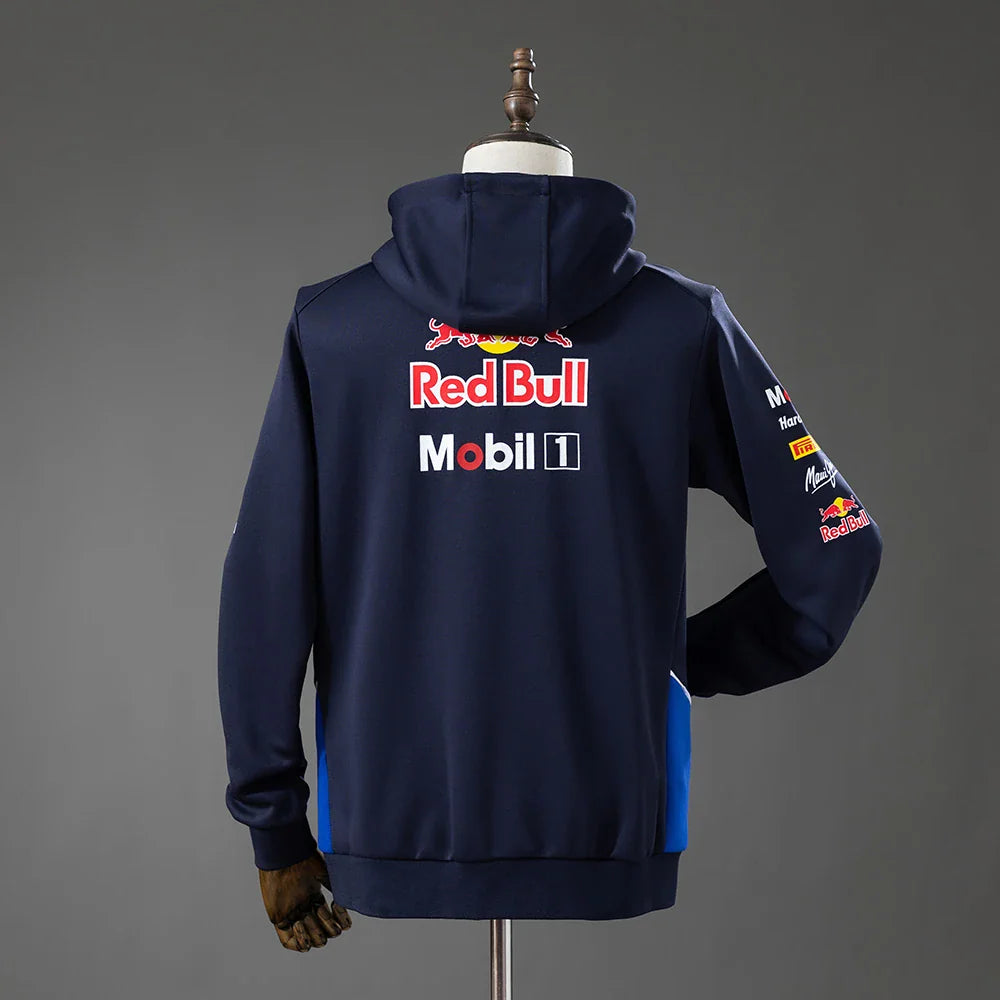 Chaqueta con capucha de la escudería Red Bull Racing 2026 en azul marino - vista trasera
