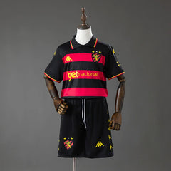Conjunto infantil Sport Recife primera equipación 26/27 negro con franjas rojas - vista frontal