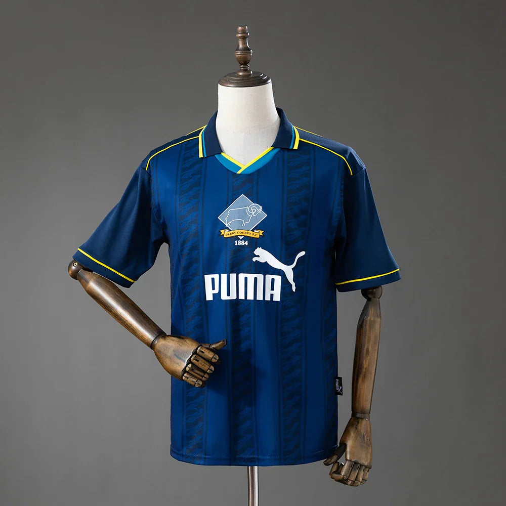 Camiseta retro del Derby County 95/96 azul oscuro - vista frontal