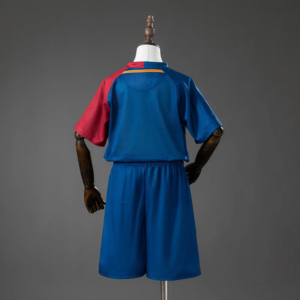 Conjunto retro Barcelona primera equipación 08/09 para niños, espalda lisa - vista trasera