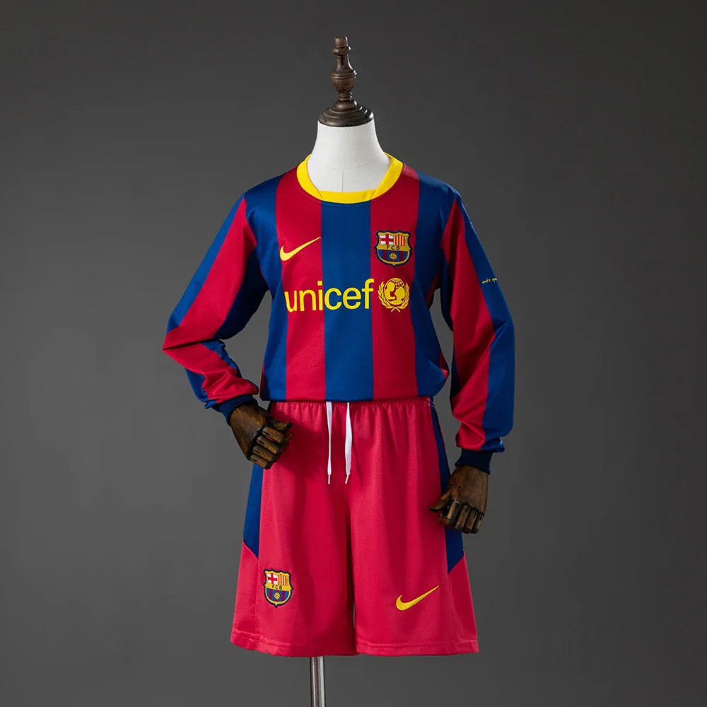 Conjunto retro Barcelona primera equipación 10/11 manga larga para niños - vista frontal