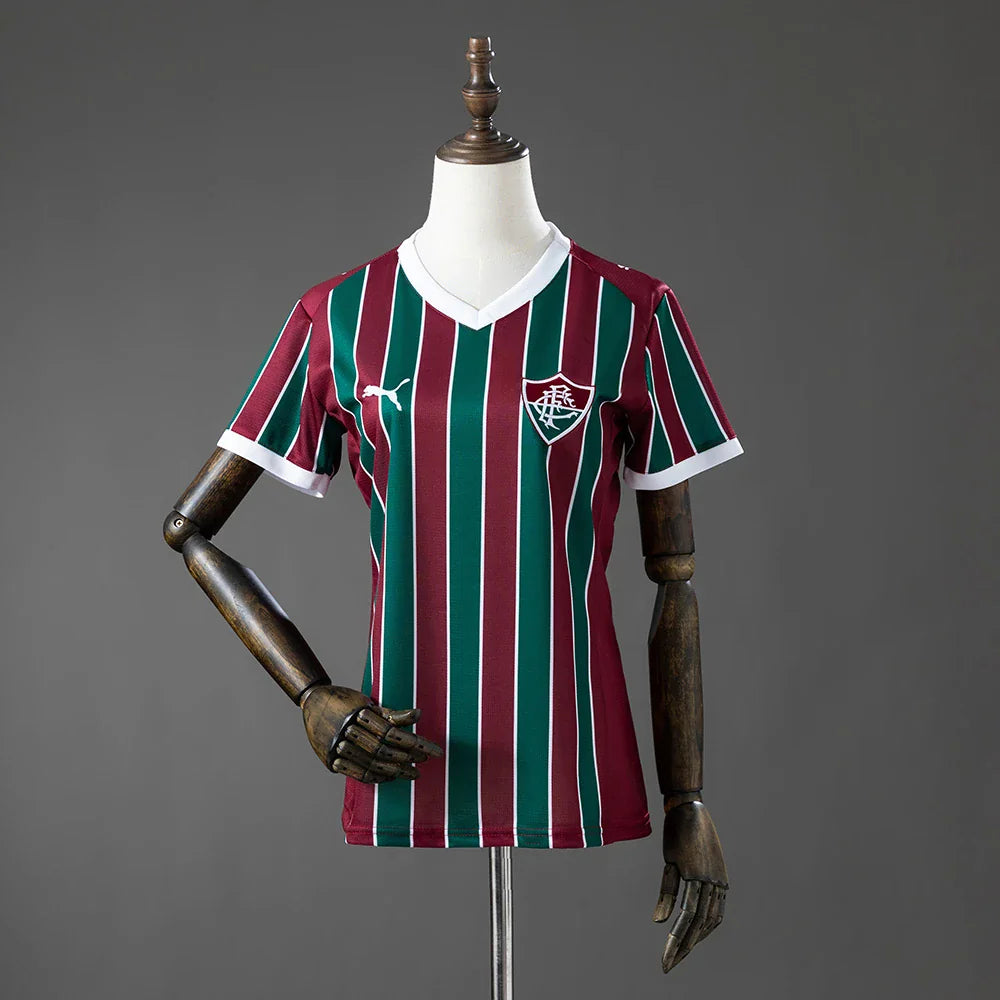 Camiseta del Fluminense primera equipación 26/27 para mujer a rayas granates y verdes - vista frontal