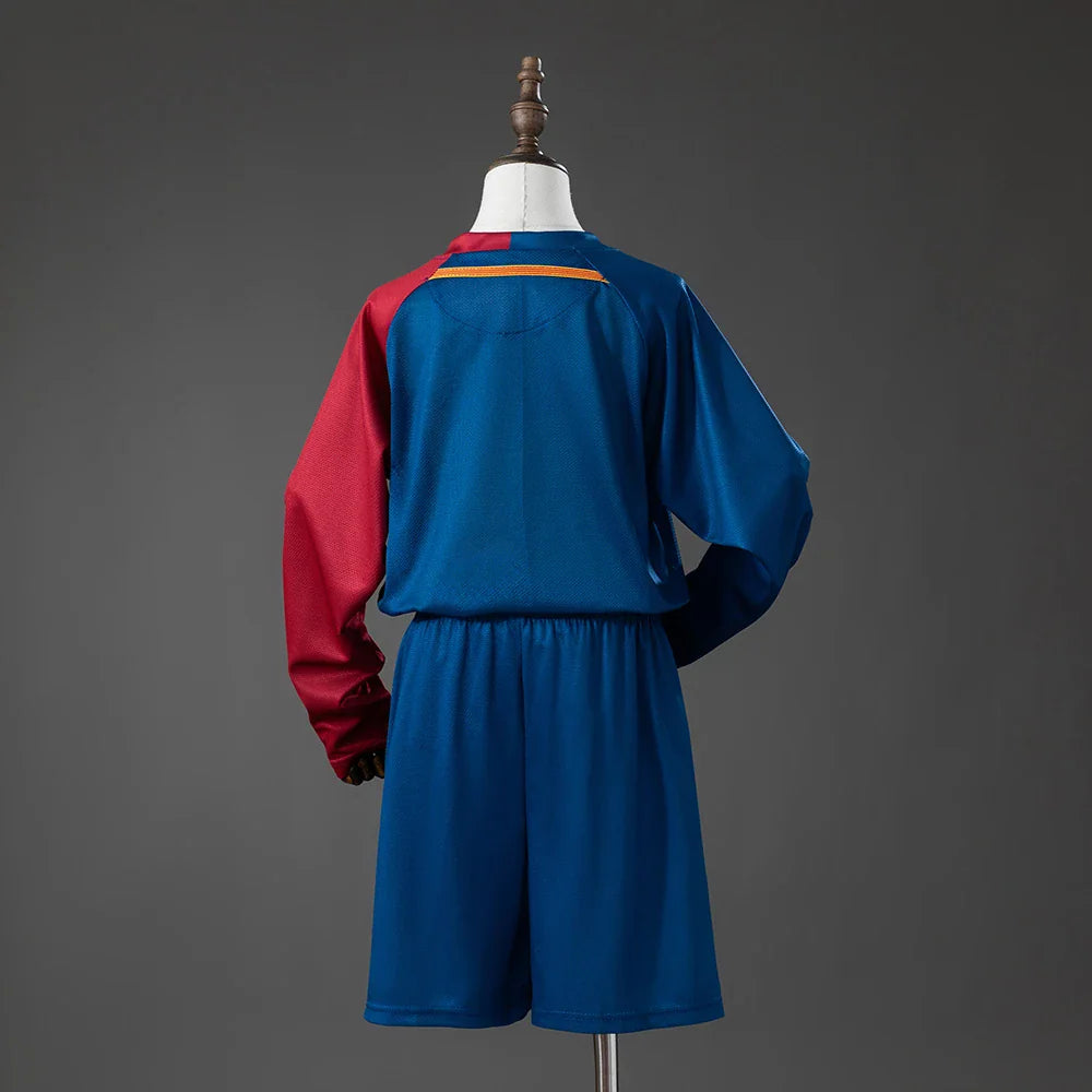 Conjunto retro Barcelona primera equipación 08/09 manga larga para niños, espalda lisa - vista trasera