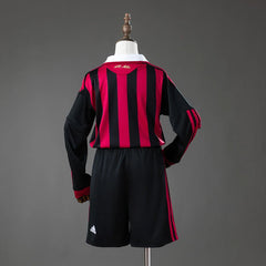 Conjunto retro AC Milan primera equipación 09/10 manga larga para niños, espalda lisa - vista trasera