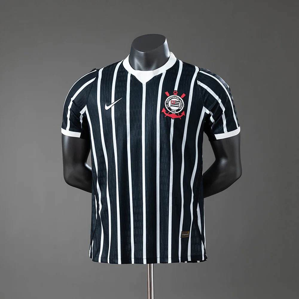 Camiseta Corinthians segunda equipación 26/27 versión jugador, negra con rayas blancas - vista frontal