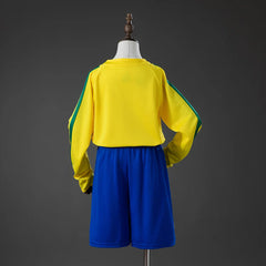 Conjunto retro Brasil primera equipación 2002 manga larga para niños, espalda lisa - vista trasera