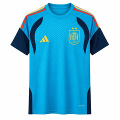 Camiseta España pre-partido 2026 azul celeste con dos estrellas - vista frontal