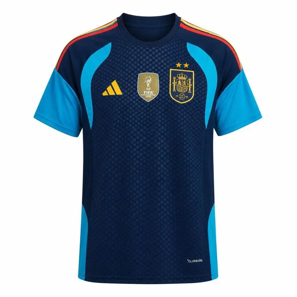 Camiseta España pre-partido 2026 edición campeones azul marino - vista frontal