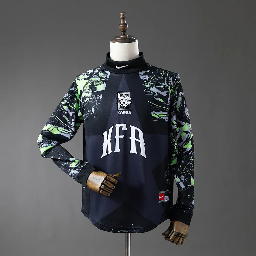 Camiseta de portero de Corea del Sur 26/27 negra con estampado verde - vista frontal