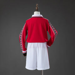 Conjunto retro del Manchester United 98/99 para niños con la espalda lisa - vista trasera