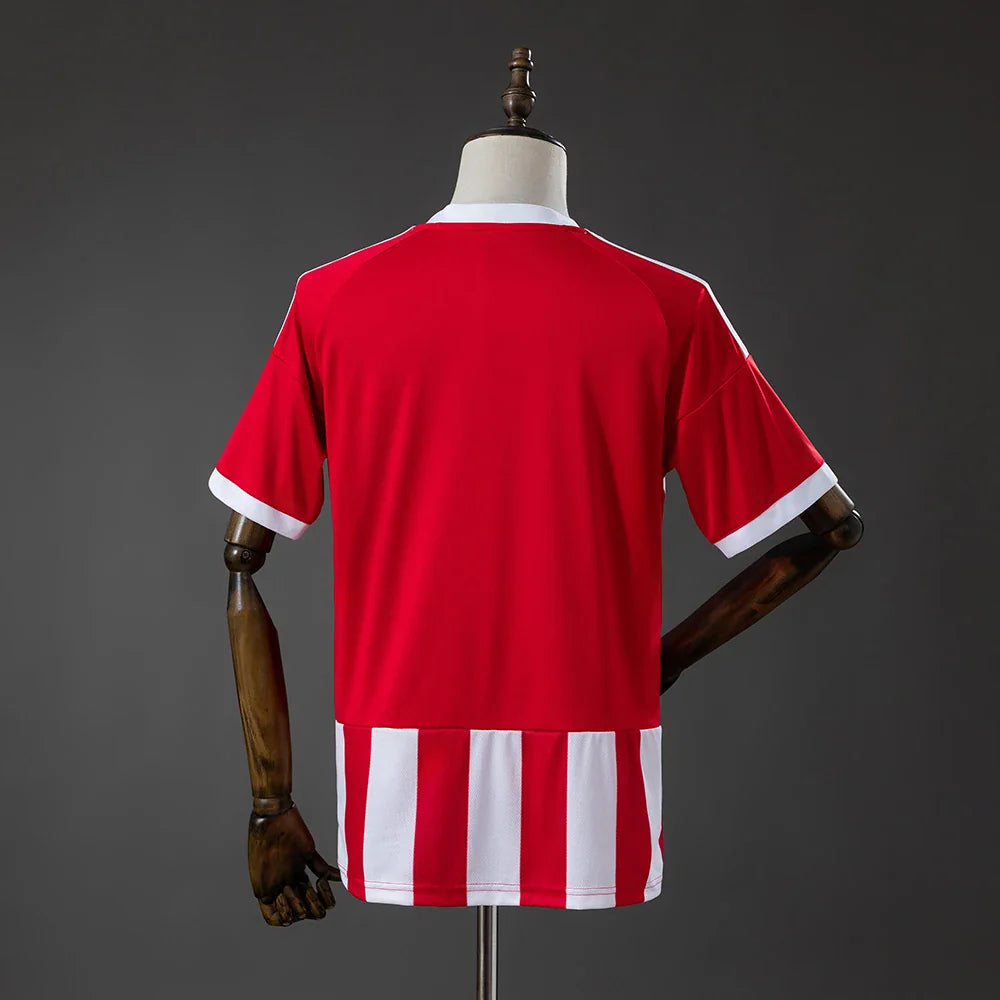 Camiseta del Olympiacos primera equipación 26/27 a rayas rojas y blancas - vista trasera