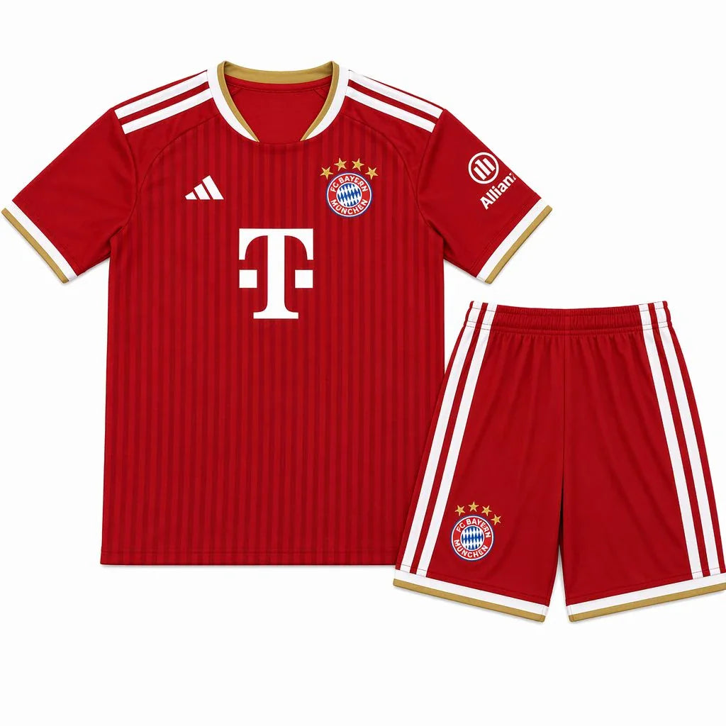 Conjunto infantil rojo del Bayern Múnich primera equipación 26/27 - vista frontal