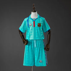 Conjunto retro Barcelona segunda equipación 96/97 turquesa para niños - vista frontal