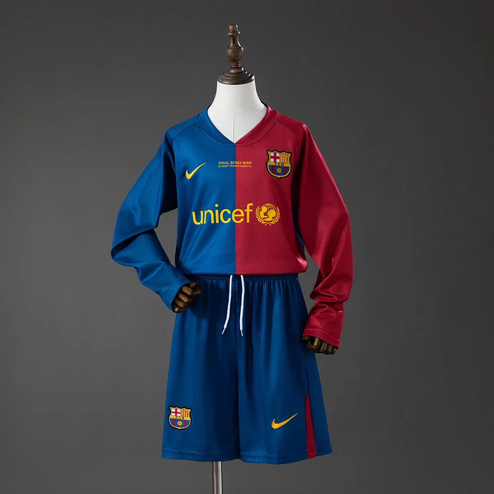 Conjunto retro Barcelona primera equipación 08/09 manga larga para niños - vista frontal