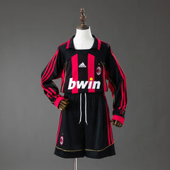Conjunto retro AC Milan primera equipación 06/07 manga larga para niños - vista frontal