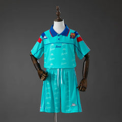 Conjunto retro Barcelona segunda equipación 92/95 turquesa para niños - vista frontal