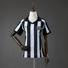 Camiseta Santos segunda equipación 26/27 de mujer a rayas blancas y negras - vista frontal
