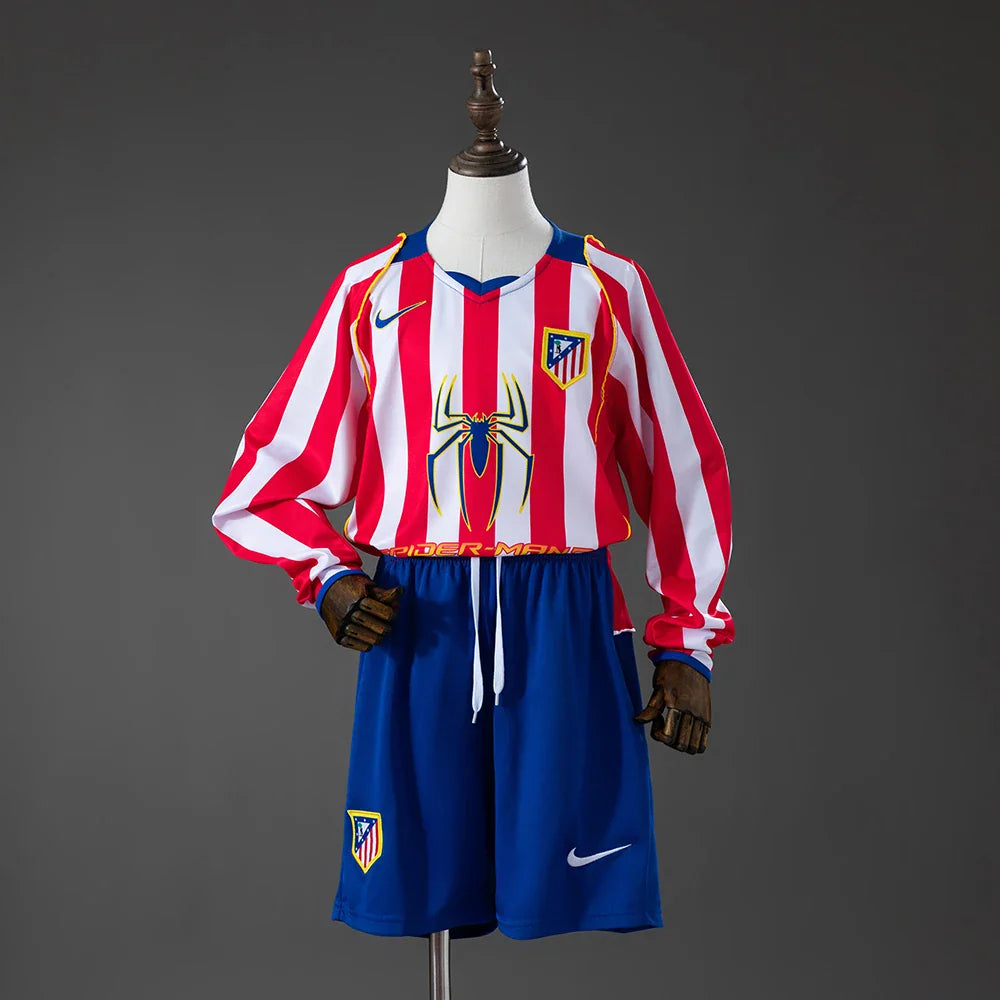 Conjunto retro Atlético de Madrid primera equipación 04/05 manga larga para niños - vista frontal