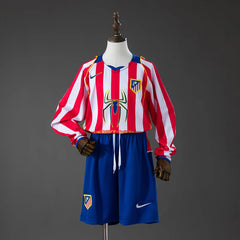 Conjunto retro Atlético de Madrid primera equipación 04/05 manga larga para niños - vista frontal