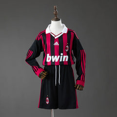Conjunto retro AC Milan primera equipación 09/10 manga larga para niños - vista frontal