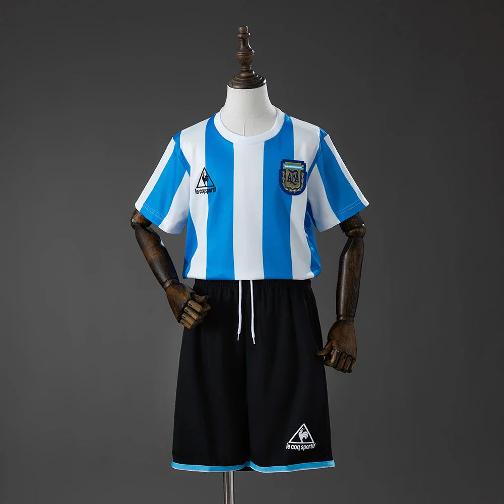 Conjunto retro Argentina primera equipación 1986 para niños - vista frontal