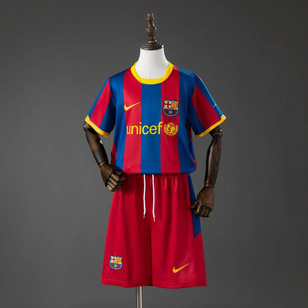 Conjunto retro Barcelona primera equipación 10/11 para niños - vista frontal