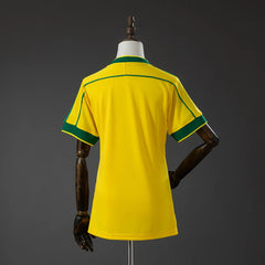 Camiseta retro Brasil 1998 mujer, espalda amarilla lisa - vista trasera