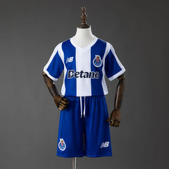 Conjunto Oporto primera equipación 26/27 niños azul y blanco - vista frontal