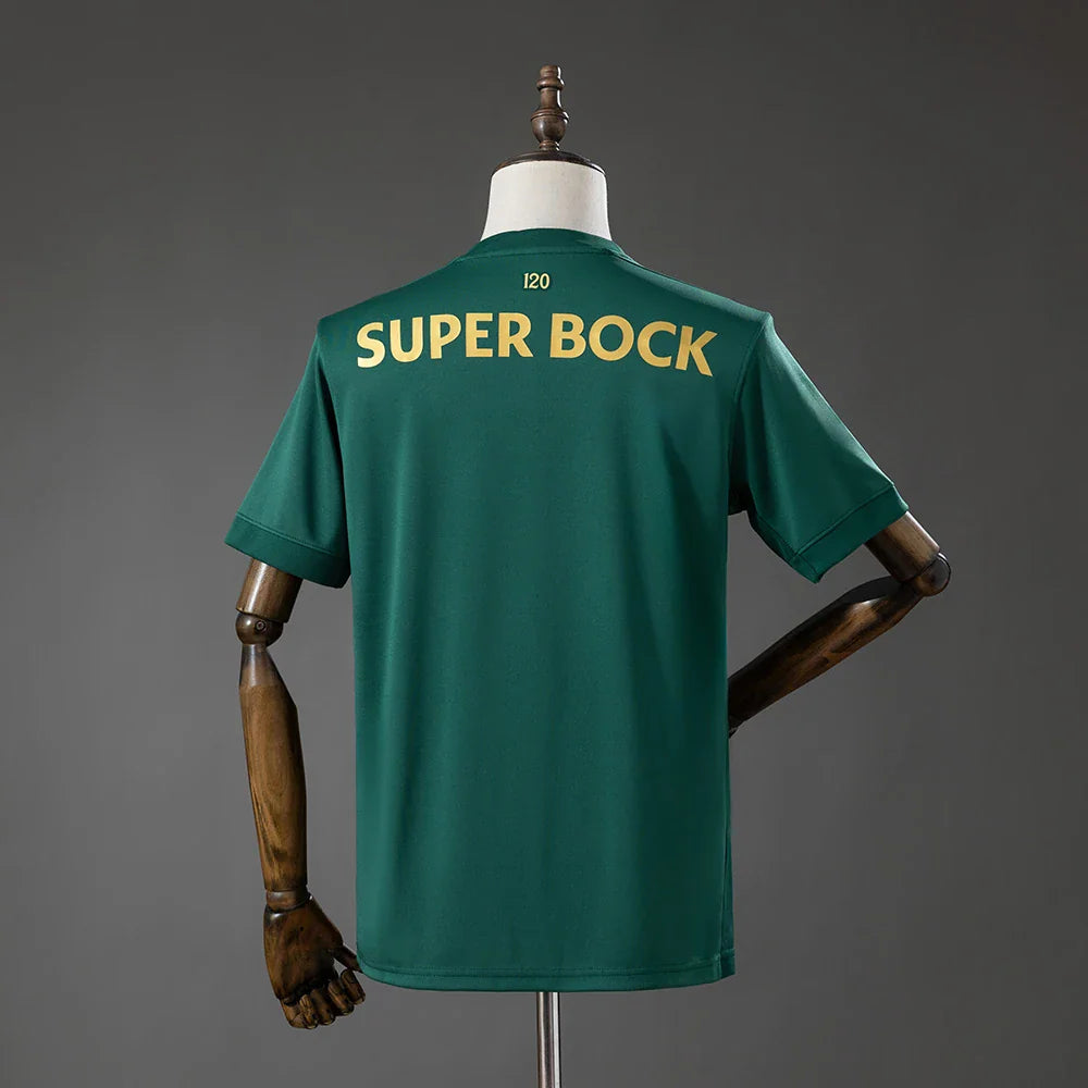 Camiseta Sporting CP 120 aniversario 26/27 verde y dorada - vista trasera