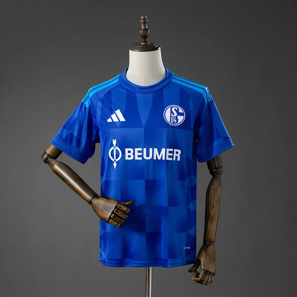 Camiseta del Schalke 04 primera equipación 26/27 azul con dibujo geométrico - vista frontal