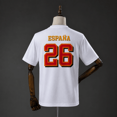 Camiseta España Campeones 2026 blanca - vista trasera con dorsal 26