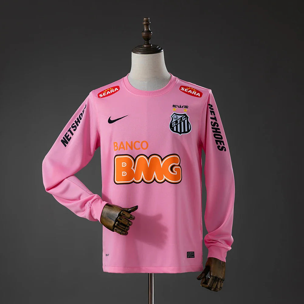 Camiseta Santos rosa 12/13 retro de manga larga - vista frontal