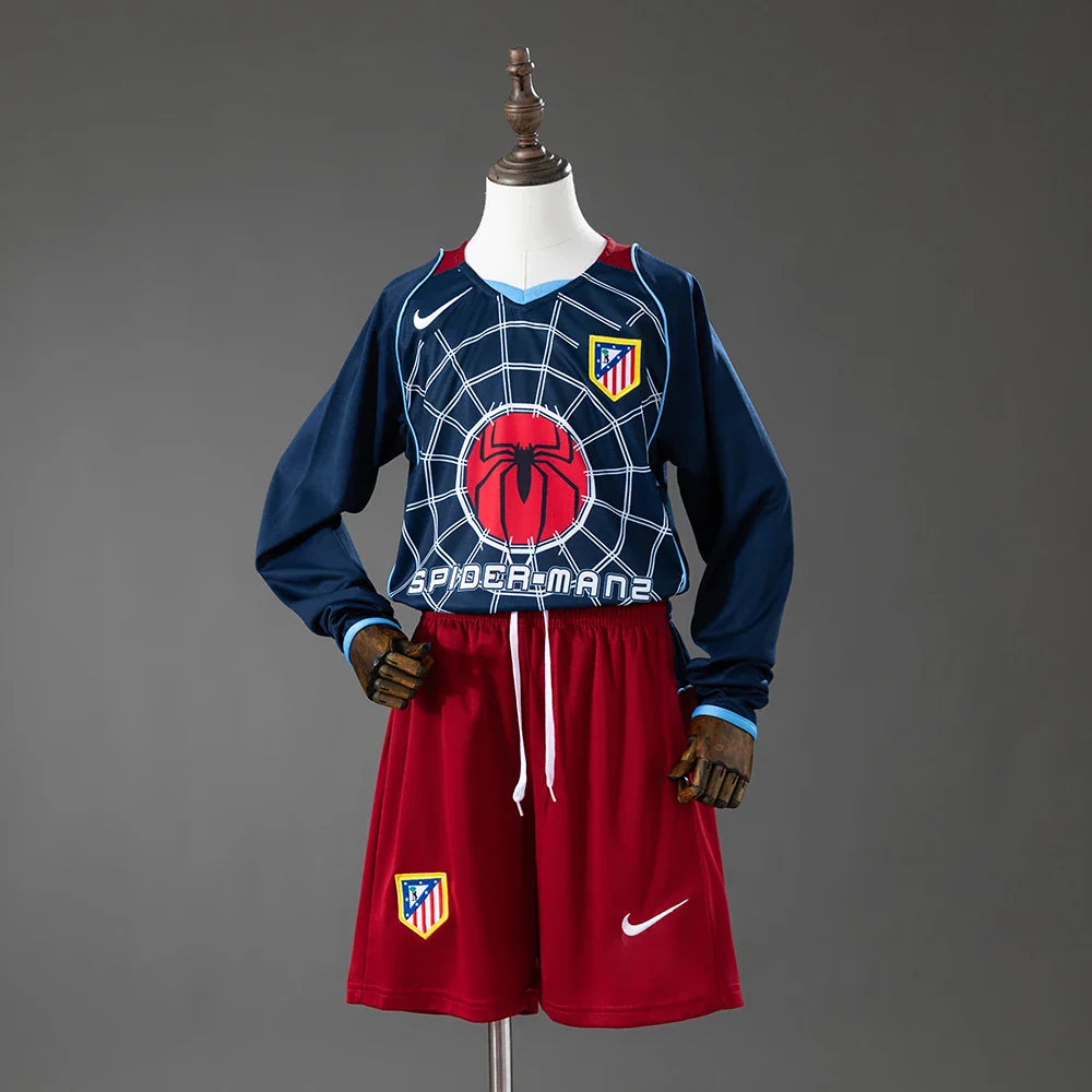 Conjunto retro Atlético de Madrid segunda equipación 04/05 manga larga para niños - vista frontal