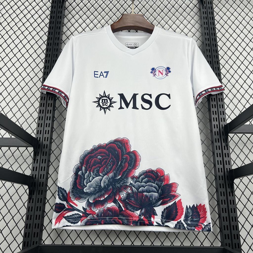 Camiseta Nápoles edición especial 26/27 blanca con rosas - vista frontal