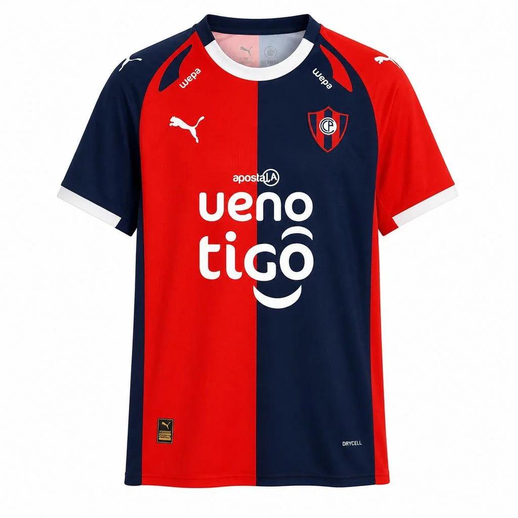 Camiseta azul marino y roja del Cerro Porteño primera equipación 26/27 - vista frontal