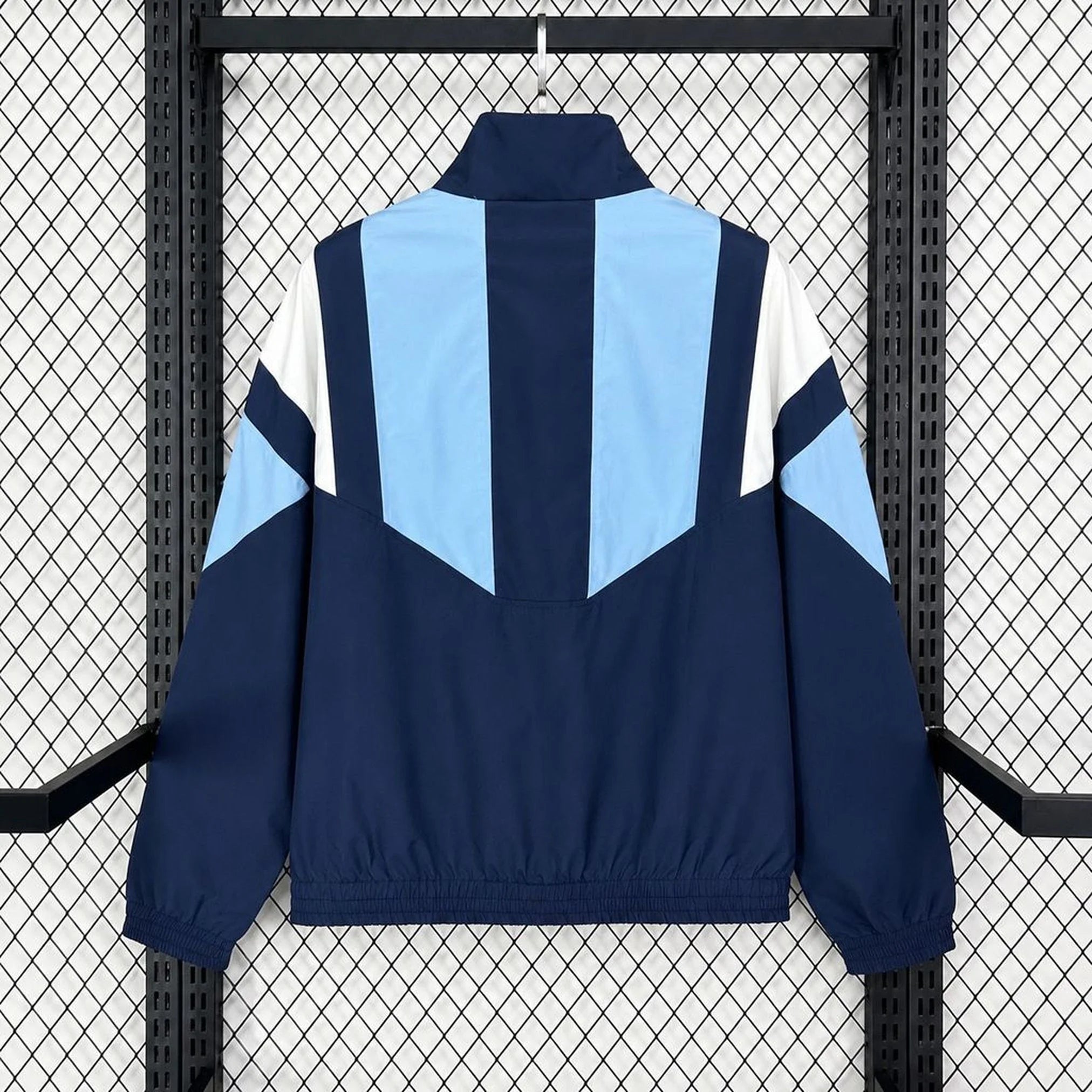 Chaqueta cortavientos de Argentina azul marino y celeste - vista trasera