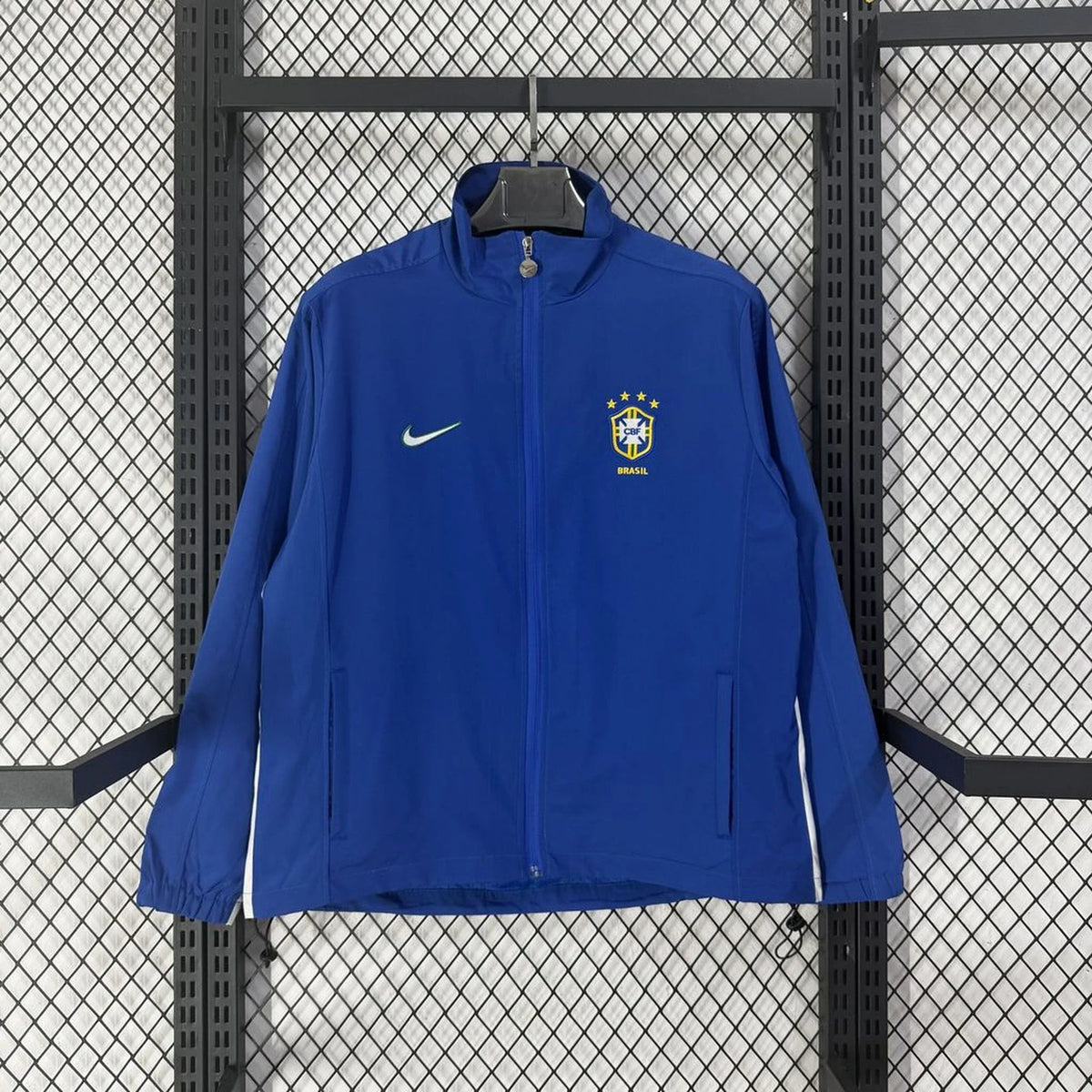 Chaqueta cortavientos retro de Brasil azul - vista frontal