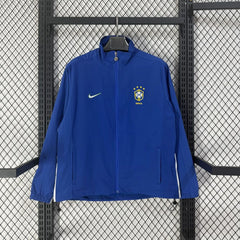 Chaqueta cortavientos retro de Brasil azul - vista frontal