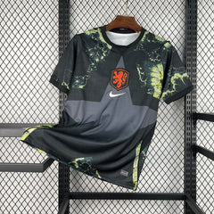 Camiseta de portero de Países Bajos Mundial 2026 en negro con vetas verdes - vista frontal