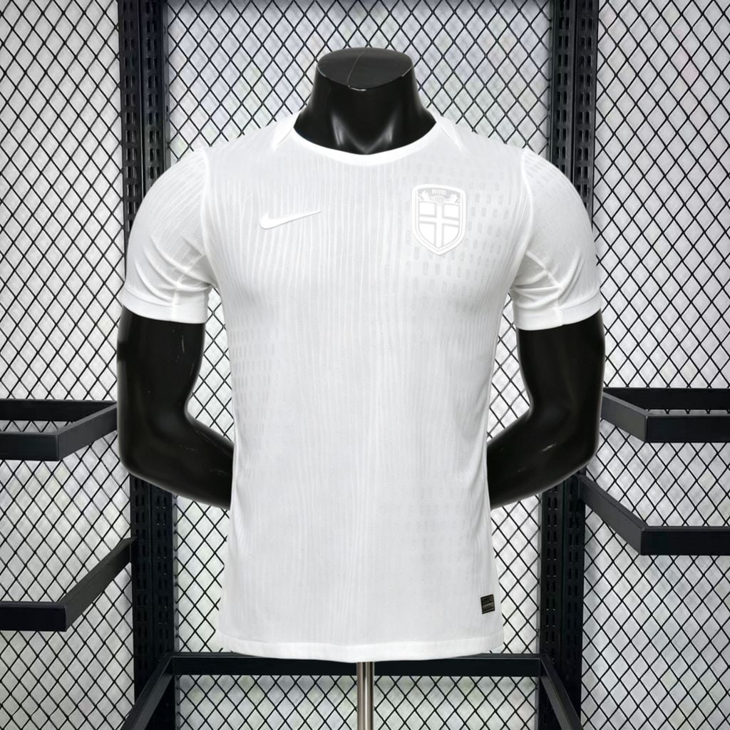 Camiseta de Noruega Mundial 2026 versión jugador en blanco - vista frontal
