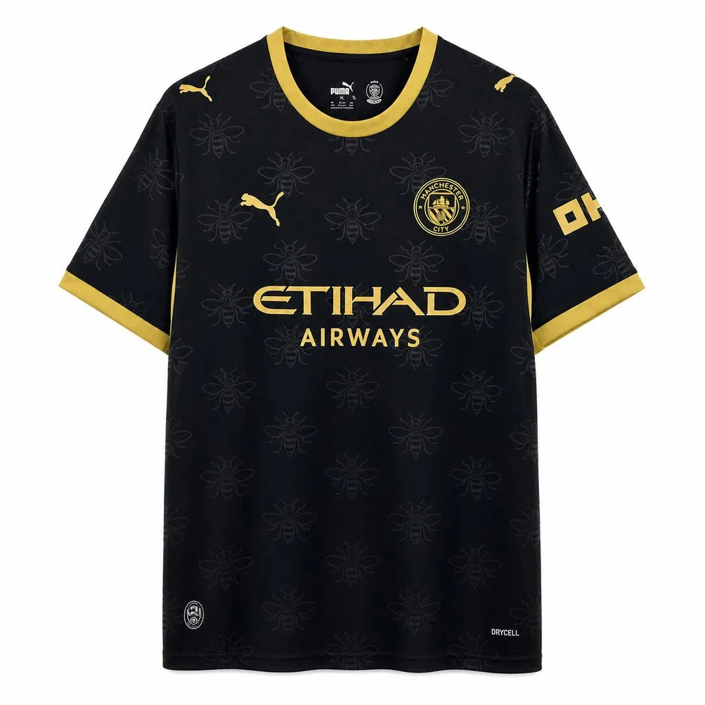 Camiseta Manchester City segunda equipación 26/27 negra y dorada - vista frontal