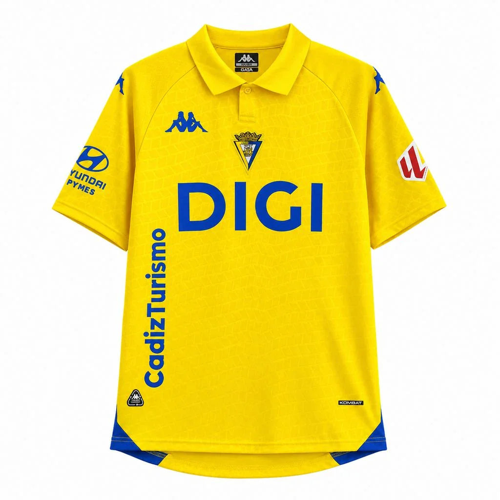 Camiseta amarilla del Cádiz primera equipación 26/27 - vista frontal